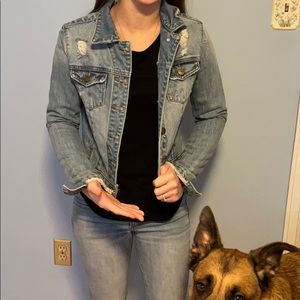 Distressed midi jean jacket